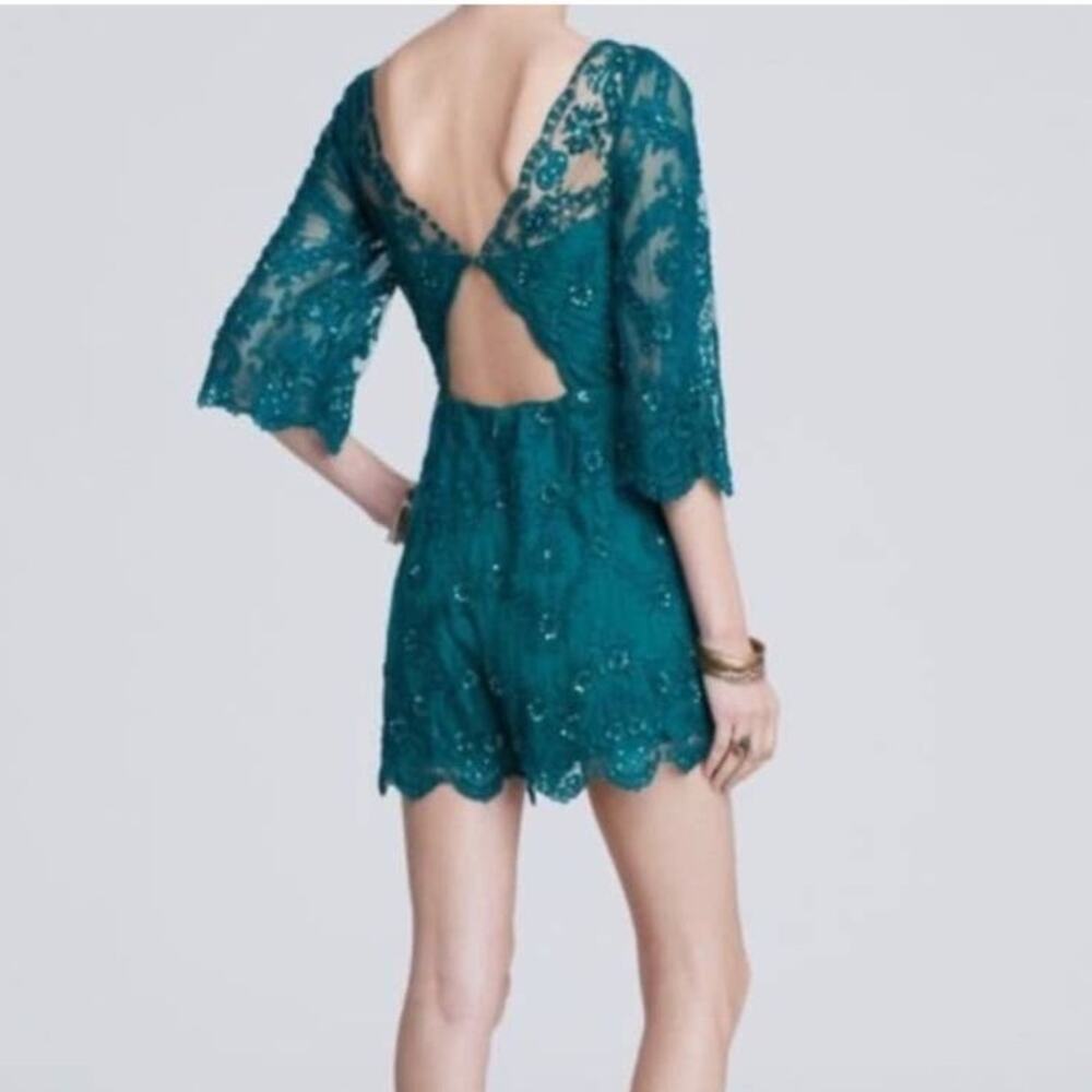 Emerald Free People Sequin Lace Romper - Picture 6 of 11